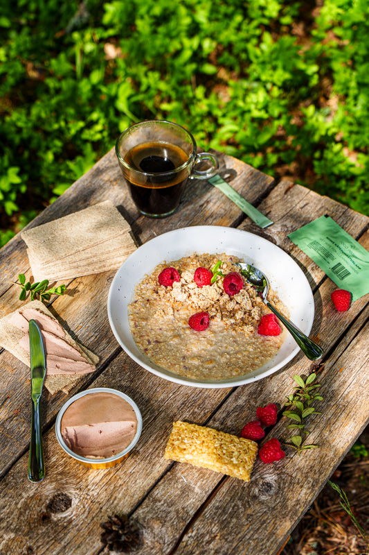 Granola muesli with raspberries breakfast