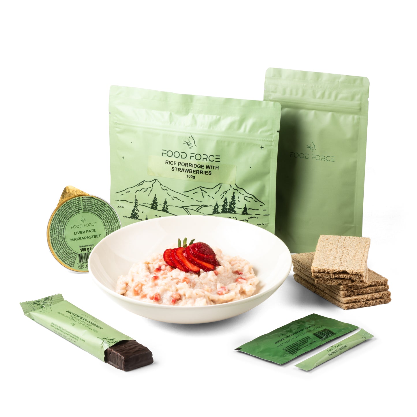 Rice porridge with strawberries breakfast