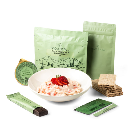 Rice porridge with strawberries breakfast